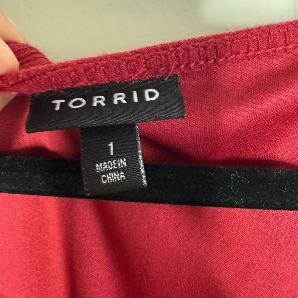 Torrid Red Mini Jersey 3/4 Sleeve Puff Print Skater Dress Size 1 - Picture 4 of 7